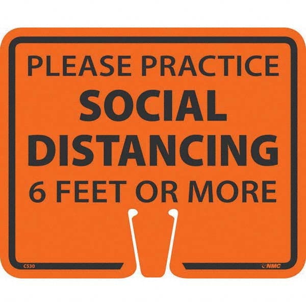 NMC - "Please Practice Social Distancing", 12-5/8" Wide x 10-3/8" High, Rigid Plastic Safety Sign - Exact Industrial Supply