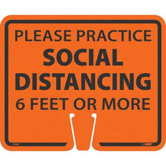 NMC - "Please Practice Social Distancing", 12-5/8" Wide x 10-3/8" High, Rigid Plastic Safety Sign - Exact Industrial Supply