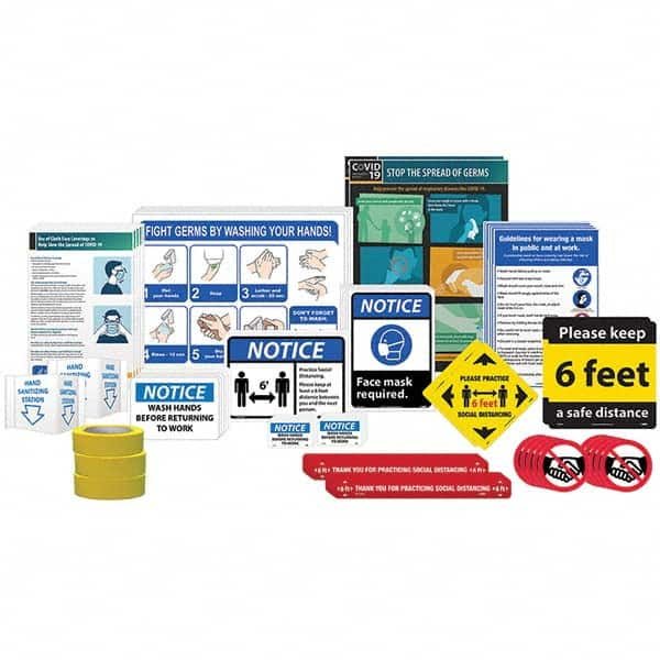 NMC - "Back To Work Kit", 1" Wide x 1" High, Aluminum Composite Panel Safety Sign - Exact Industrial Supply