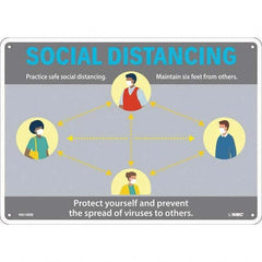 NMC - "Social Distancing", 14" Wide x 10" High, Rigid Plastic Safety Sign - Exact Industrial Supply