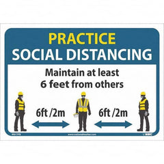 NMC - "Practice Social Distancing", 14" Wide x 10" High, Pressure-Sensitive Vinyl Safety Sign - Exact Industrial Supply