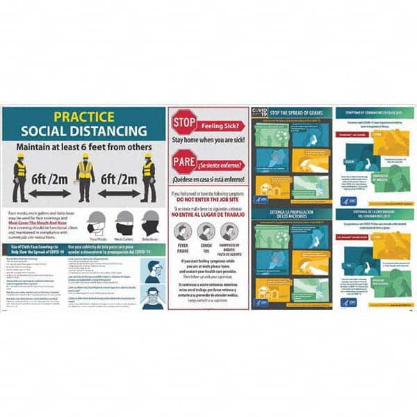 NMC - "COVID-19 - Practice Social Distancing", 96" Wide x 48" High, Aluminum Composite Panel Safety Sign - Exact Industrial Supply