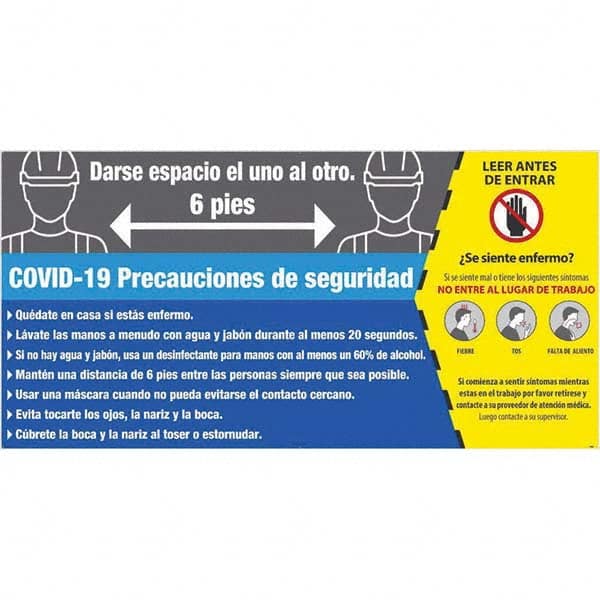 NMC - "COVID-19 Safety Precautions", 96" Wide x 48" High, Aluminum Composite Panel Safety Sign - Exact Industrial Supply