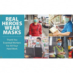 NMC - Banners Message Type: Safety Reinforcement & Motivational Legend: Real Heroes Wear Masks - Exact Industrial Supply