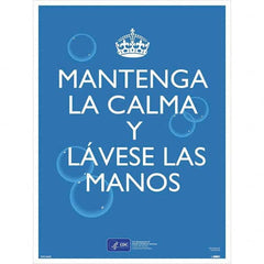 NMC - "COVID-19 - Mantenga La Calma Y L\xE1vese Las Manos", 18" Wide x 24" High, Paper Safety Sign - Exact Industrial Supply