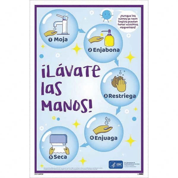 NMC - "COVID-19 - Il\xE1vate Las Manos!", 12" Wide x 18" High, Paper Safety Sign - Exact Industrial Supply