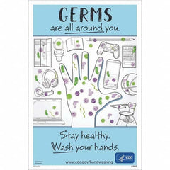 NMC - "COVID-19 - Germs Are All Around You", 12" Wide x 18" High, Paper Safety Sign - Exact Industrial Supply