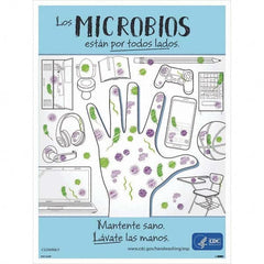 NMC - "COVID-19 - Los Microbios Est\xE1n Por Todos Lados", 18" Wide x 24" High, Paper Safety Sign - Exact Industrial Supply