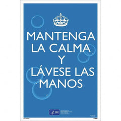 NMC - "COVID-19 - Mantenga La Calma Y L\xE1vese Las Manos", 12" Wide x 18" High, Paper Safety Sign - Exact Industrial Supply