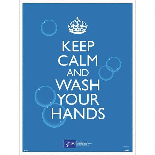 NMC - "COVID-19 - Keep Calm And Wash Your Hands", 18" Wide x 24" High, Paper Safety Sign - Exact Industrial Supply