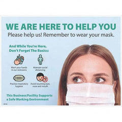 NMC - "COVID-19 - We Are Here To Help You", 24" Wide x 18" High, Paper Safety Sign - Exact Industrial Supply