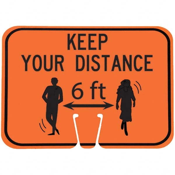 PRO-SAFE - "Notice - Keep Your Distance 6'", 12-1/2" Wide x 10-1/2" High, ABS Safety Sign - Exact Industrial Supply