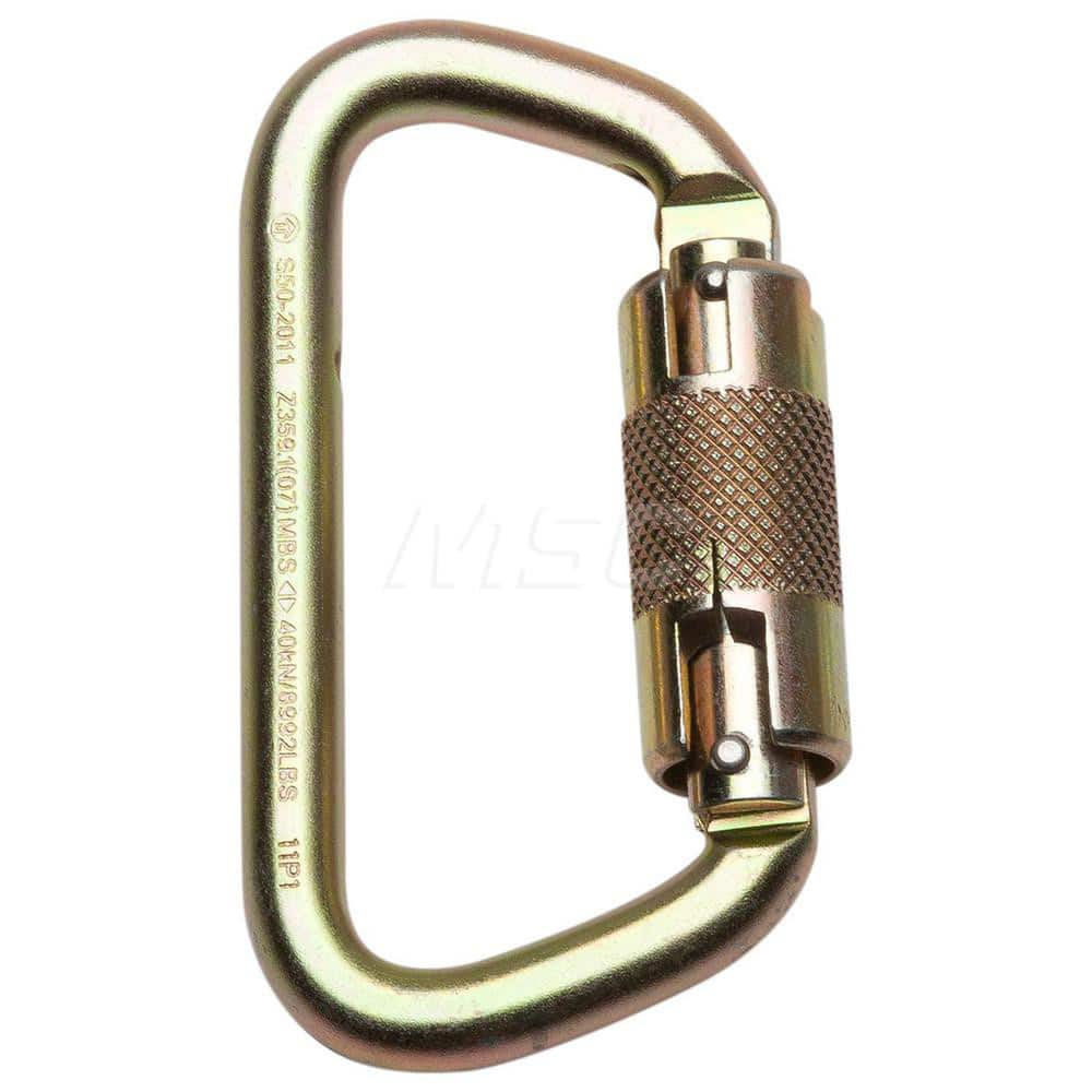 Carabiners; Gate Type: Auto Locking; Gate Width: 0.75; Inside Length: 4.0000; Material: Zinc Plated Steel; Steel; Narrow End Inside Width: 2
