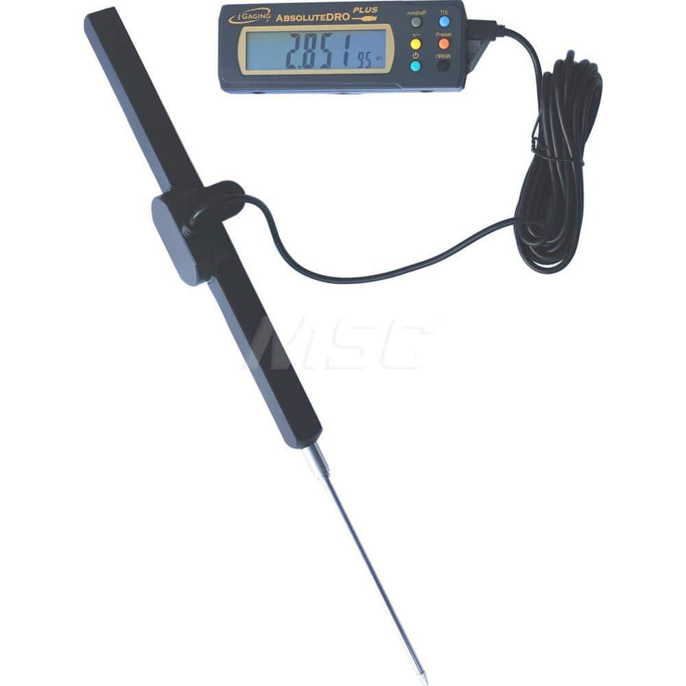 Remote Display Linear Gages; Maximum Measurement (Inch): 4; Maximum Measurement (mm): 100; Barrel Diameter (mm): 0.3750; Display Type: Digital LCD; Minimum Measurement (mm): 0; Accuracy (Decimal Inch): 0.001; Maximum Measurement (Decimal Inch): 4; Minimum