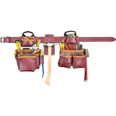 Tool Aprons & Tool Belts; Tool Type: Tool Rig; Minimum Waist Size: 40; Maximum Waist Size: 52; Material: Leather; Number of Pockets: 19.000; Color: Brown; Minimum Order Quantity: Leather; Tool Style: Tool Rig; Minimum Waist Size: 40
