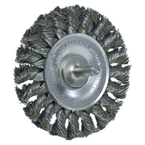 3-1/4" - Diameter Stem-Mounted Knot Wire Wheel; .014" - Diameter Steel Fill; 1/4" Stem - Exact Industrial Supply