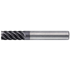 Square End Mill: 0.625'' Dia, 1.25'' LOC, 5/8'' Shank Dia, 3.5'' OAL, 3 Flutes, Solid Carbide Single End, AlTiN Finish, 45 ° Helix, Centercutting, RH Cut, RH Flute