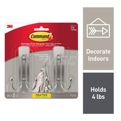 All-Purpose & Utility Hooks; Mount Type: Adhesive Back; Overall Length (Inch): 4.03; Overall Length (mm): 4.03; Material: Plastic; Projection: 1.6 in; Finish/Coating: Brushed Nickel; Maximum Load Capacity: 4.00; Minimum Order Quantity: Plastic; Material: