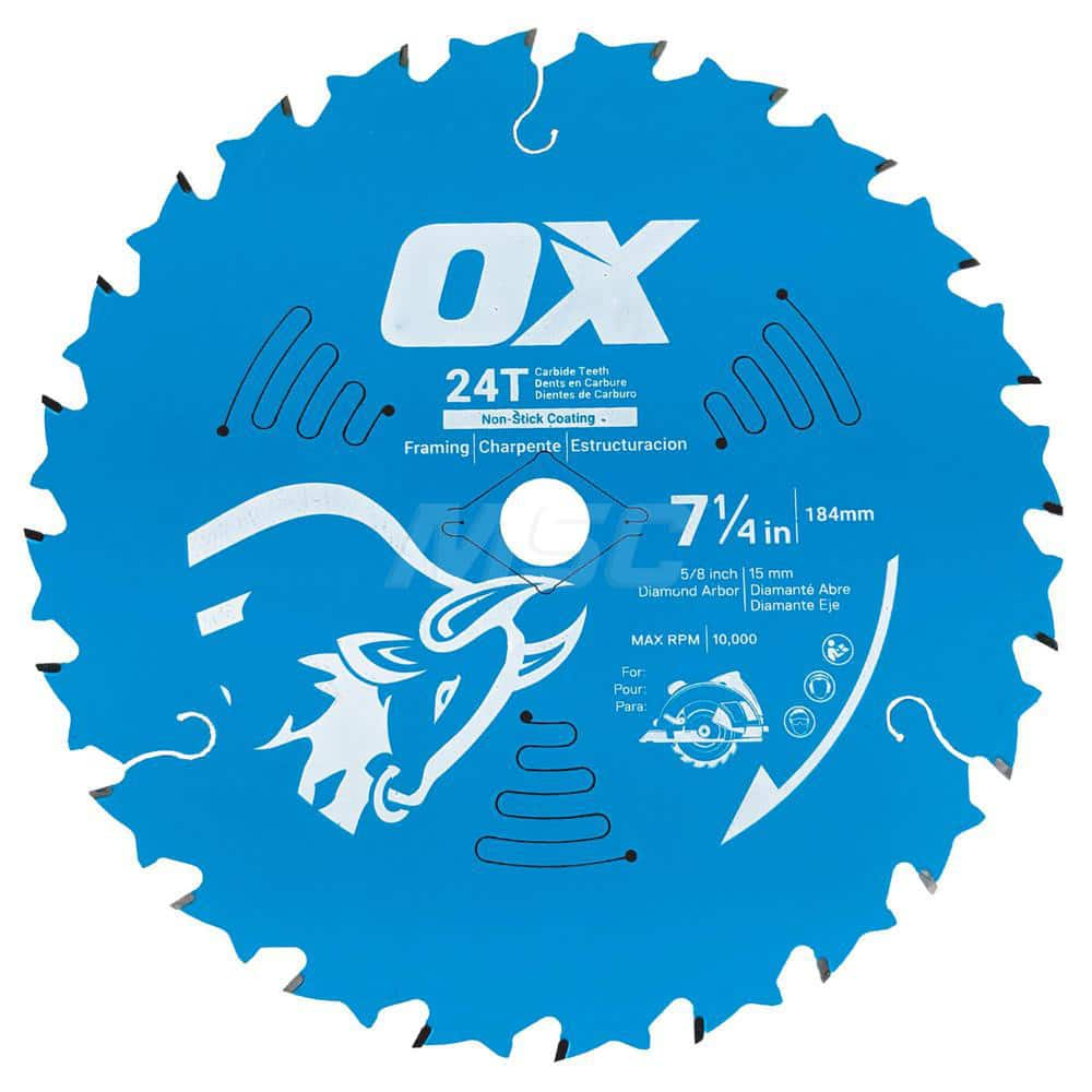 Wet & Dry Cut Saw Blade: 7-1/4″ Dia, 5/8″ Arbor Hole, 1/32″ Kerf Width, 24 Teeth Use on Wood, Standard Arbor