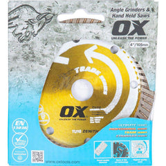 Wet & Dry Cut Saw Blade: 4″ Dia, 5/8 & 7/8″ Arbor Hole Use on Universal Hard, Standard Arbor