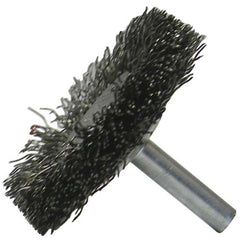 1-1/2″ Stem-Mounted Concave Crimped Wire Wheel, .006″ Steel Fill, 1/4″ Stem - Exact Industrial Supply
