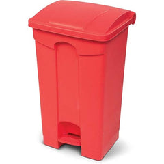 Biohazardous & Step-Open Trash Cans; Label: Unlabeled Trash Can; Capacity (Gal.): 23; Container Shape: Rectangle; Shape: Rectangular; Rectangle; Material: Polyethylene; Overall Diameter: 15.35 in; Overall Height: 32.28 in; Color: Red; Features: Lid Closes