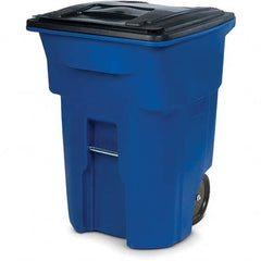 96 Gal Rectangle Blue Trash Can Polyethylene