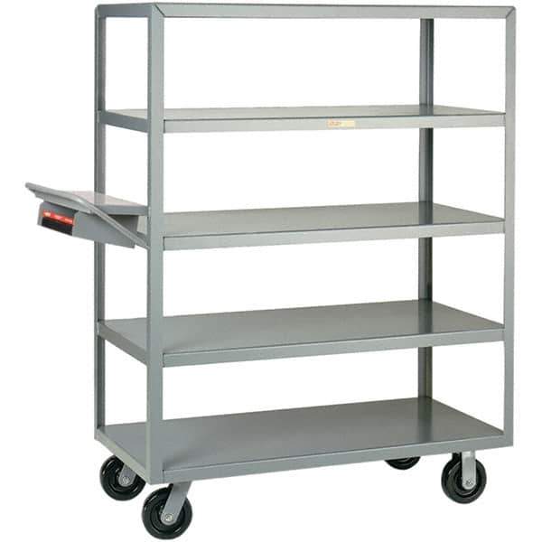 Little Giant - 3,600 Lb Capacity, 30" Wide x 60" Long x 63-1/2" High Order Picking Cart - 5 Shelf, Steel, Phenolic Casters - Exact Industrial Supply