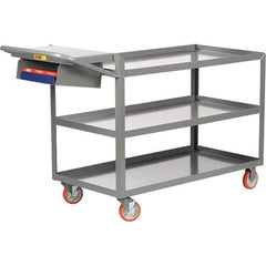 Little Giant - 1,200 Lb Capacity, 24" Wide x 36" Long x 35" High Order Picking Cart - 3 Shelf, Steel, 2 Rigid/2 Swivel Casters - Exact Industrial Supply