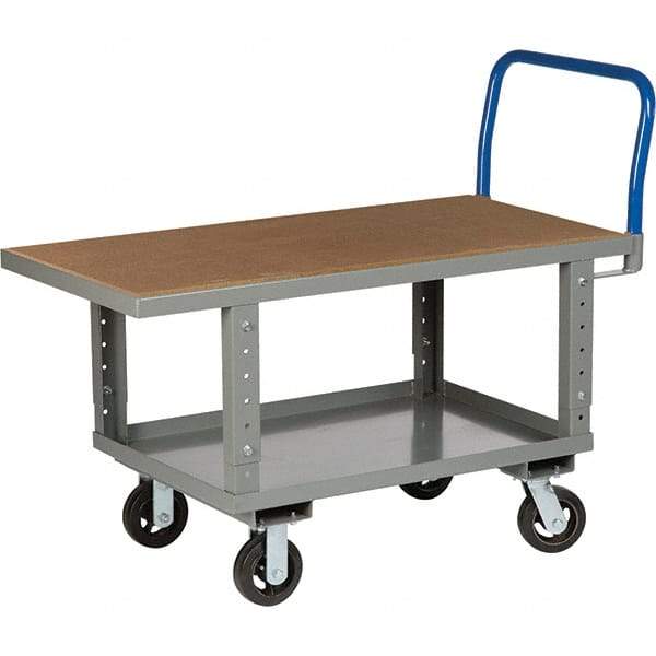 Little Giant - 2,000 Lb Capacity Steel Platform Truck - Steel Deck, 24" OAW, 49-1/2" Platform Length, Mold On Rubber Casters - Exact Industrial Supply