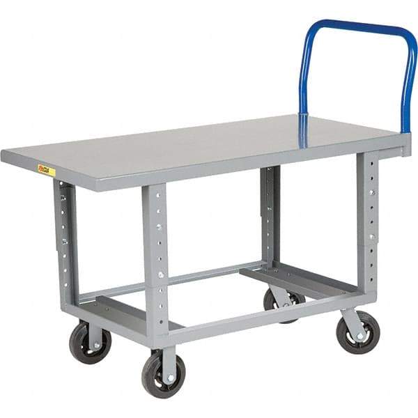 Little Giant - 2,000 Lb Capacity Steel Platform Truck - Steel Deck, 30" OAW, 60" Platform Length, Mold On Rubber Casters - Exact Industrial Supply