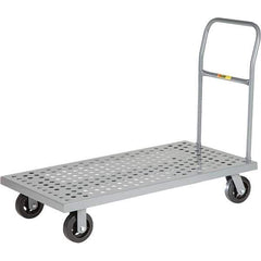 Little Giant - 1,600 Lb Capacity Steel Platform Truck - Steel Deck, 24" OAW, 36" Platform Length, Mold On Rubber Casters - Exact Industrial Supply