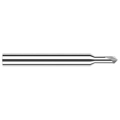 Chamfer Mill: 2 Flutes, Solid Carbide 2-1/2″ OAL, 1/8″ Shank Dia, Bright/Uncoated