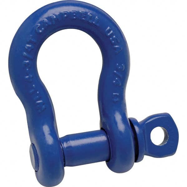 Campbell - Shackles; Nominal Chain Size: 1/4 ; Load Limit (Ton): 0.50 ; Type: Anchor ; Pin Type: Screw ; Material: Carbon Steel ; Load Capacity (Lb.): 1,000 - Exact Industrial Supply