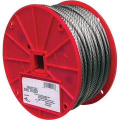 Campbell - Wire Rope & Cable; Type: Cable ; Breaking Strength (Lb.): 740 ; Diameter (Inch): 3/16 ; Bare Diameter: 3/16 (Inch); Strand Type: Stainless Steel ; Color: Gray - Exact Industrial Supply