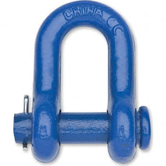 Campbell - Shackles; Nominal Chain Size: 3/8 ; Load Limit (Ton): 1.00 ; Type: Utility ; Pin Type: Round ; Material: Forged Steel ; Load Capacity (Lb.): 2,000 - Exact Industrial Supply