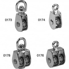 Campbell - Blocks & Pulleys; Type: Rigid Eye Pulley ; Rope Type: Fibrous ; Sheave Style: Single ; Rope Diameter (Inch): 3/8 ; Sheave Outside Diameter (Inch): 1-1/2 ; Load Capacity (Lb.): 110 - Exact Industrial Supply