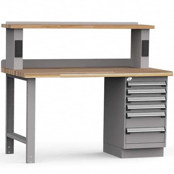 Rousseau Metal - Stationary Work Benches, Tables Type: Work Bench Top Material: Laminated Wood - Exact Industrial Supply