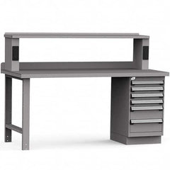 Rousseau Metal - Stationary Work Benches, Tables Type: Work Bench Top Material: Painted Steel - Exact Industrial Supply