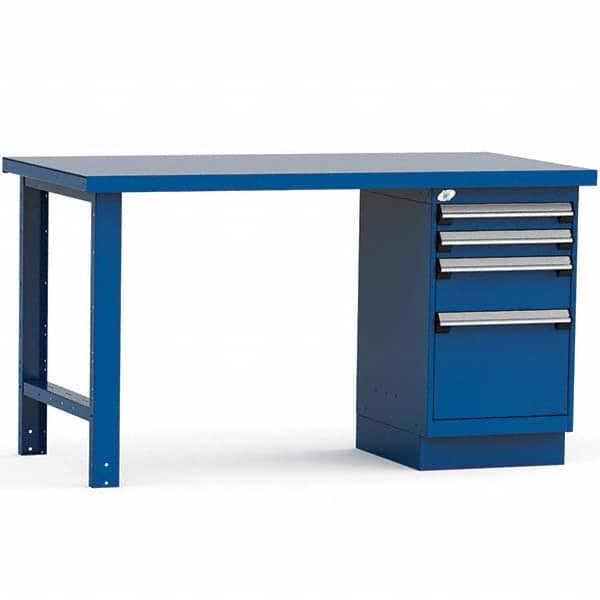 Rousseau Metal - Stationary Work Benches, Tables Type: Work Bench Top Material: Painted Steel - Exact Industrial Supply