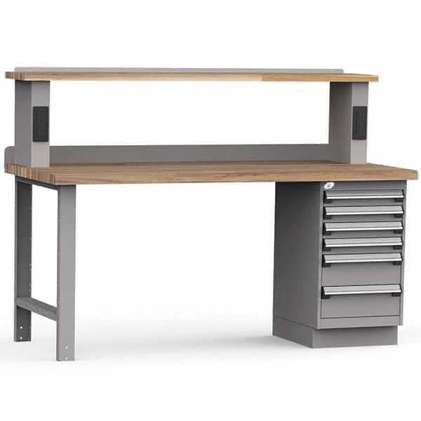 Rousseau Metal - Stationary Work Benches, Tables Type: Work Bench Top Material: Laminated Wood - Exact Industrial Supply
