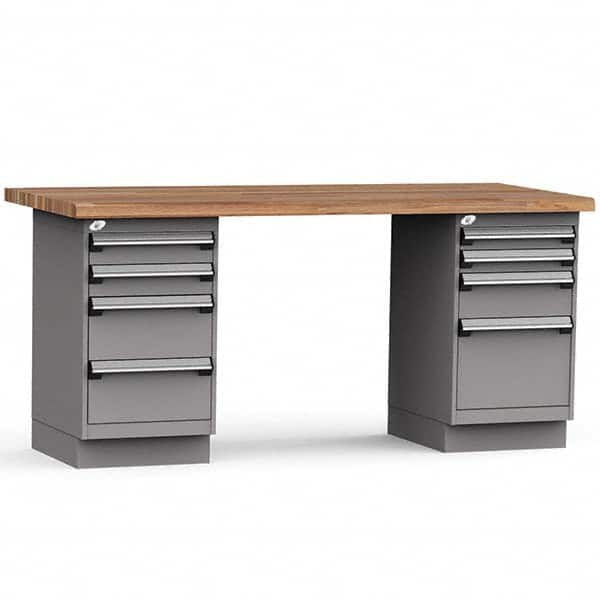 Rousseau Metal - Stationary Work Benches, Tables Type: Work Bench Top Material: Laminated Wood - Exact Industrial Supply