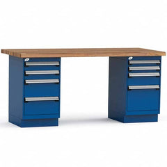 Rousseau Metal - Stationary Work Benches, Tables Type: Work Bench Top Material: Laminated Wood - Exact Industrial Supply