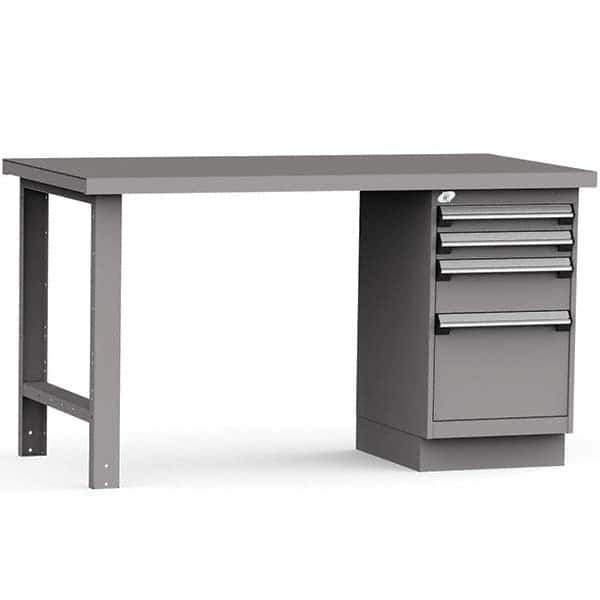 Rousseau Metal - Stationary Work Benches, Tables Type: Work Bench Top Material: Painted Steel - Exact Industrial Supply