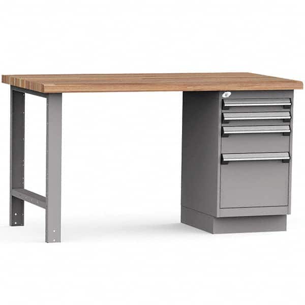 Rousseau Metal - Stationary Work Benches, Tables Type: Work Bench Top Material: Laminated Wood - Exact Industrial Supply