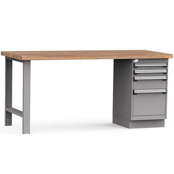 Rousseau Metal - Stationary Work Benches, Tables Type: Work Bench Top Material: Laminated Wood - Exact Industrial Supply