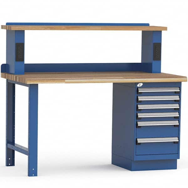 Rousseau Metal - Stationary Work Benches, Tables Type: Work Bench Top Material: Laminated Wood - Exact Industrial Supply