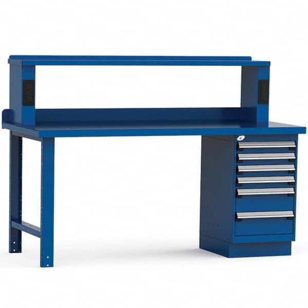 Rousseau Metal - Stationary Work Benches, Tables Type: Work Bench Top Material: Painted Steel - Exact Industrial Supply