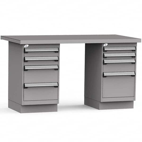 Rousseau Metal - Stationary Work Benches, Tables Type: Work Bench Top Material: Painted Steel - Exact Industrial Supply