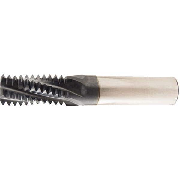 Helical Flute Thread Mill: #1-11, Internal & External, 5 Flute, 5/8″ Shank Dia, Solid Carbide 11 TPI, 0.62″ Cut Dia, 1.546″ LOC, TiAlN Coated